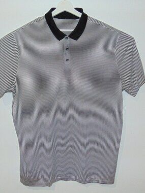 Nike Golf Men Short Sleeve Shirt XXL Black Striped Beige Polyester